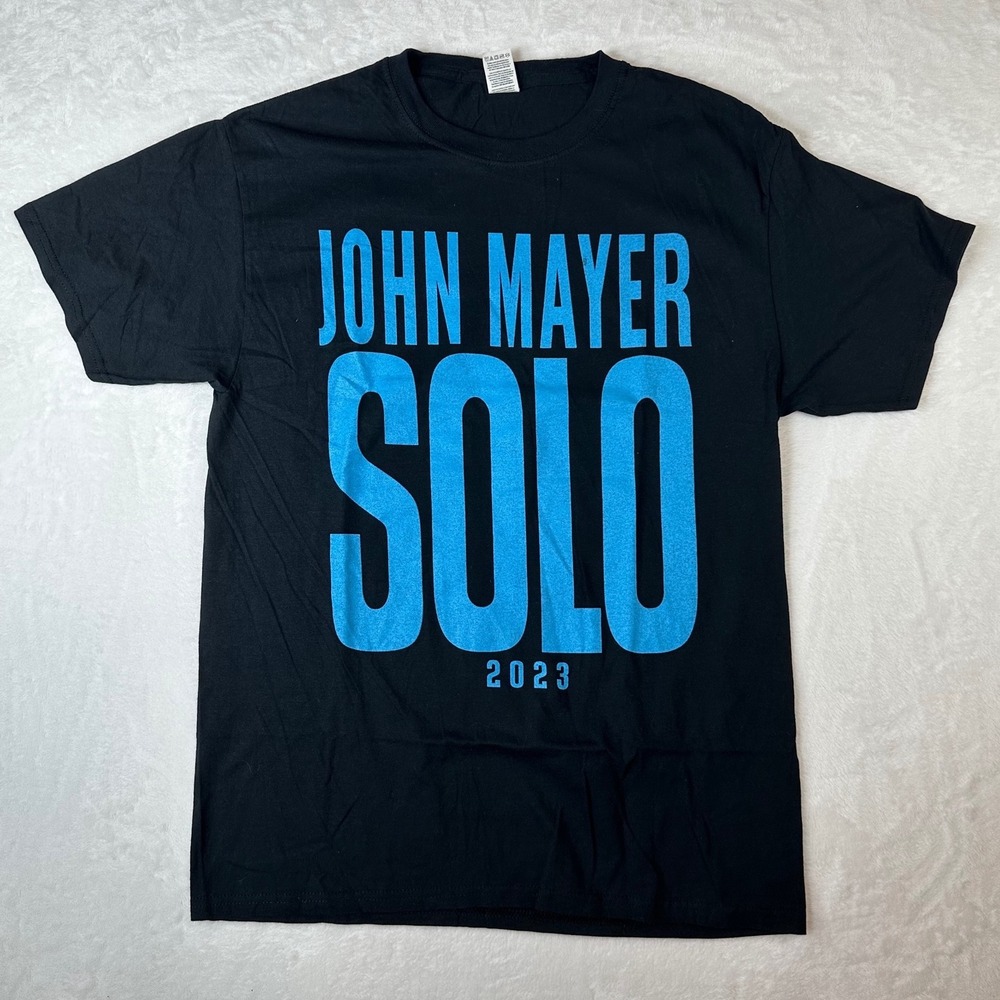 John Mayer Solo Tour 2023 Concert T-Shirt Black Blue Graphic Mens Medium